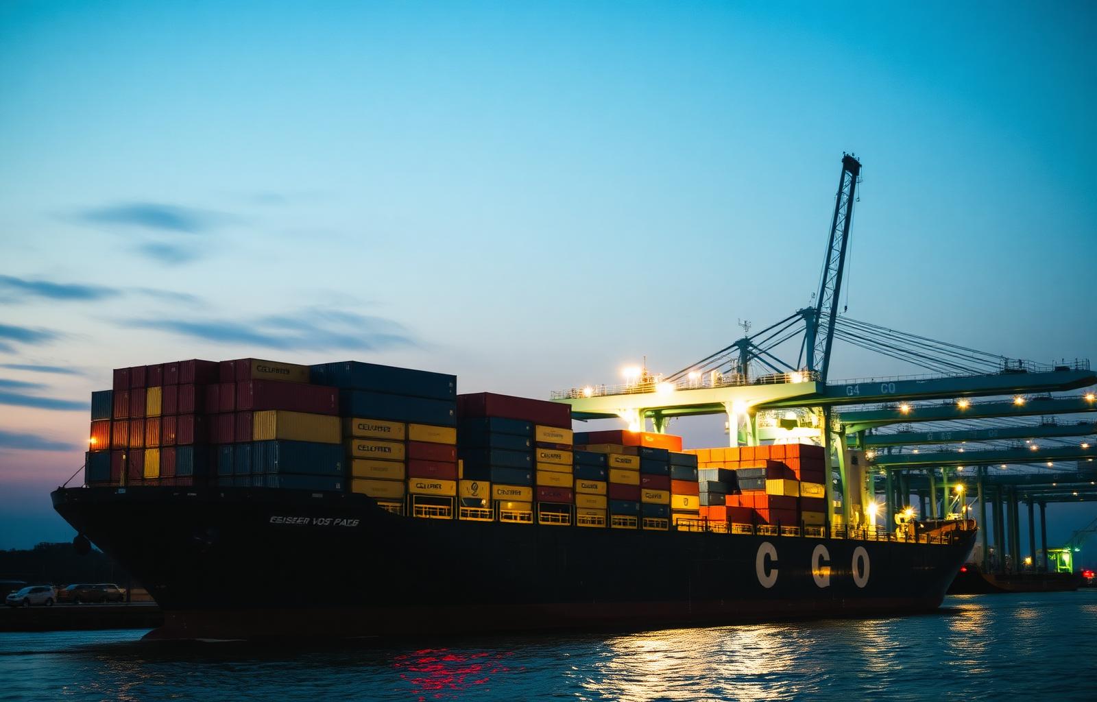 Container ship at port